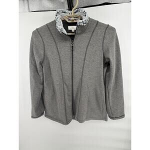 Cuddl Duds Women’s Sherpa Lined Fleece Jacket Small Gray Full Zip Cozy Soft